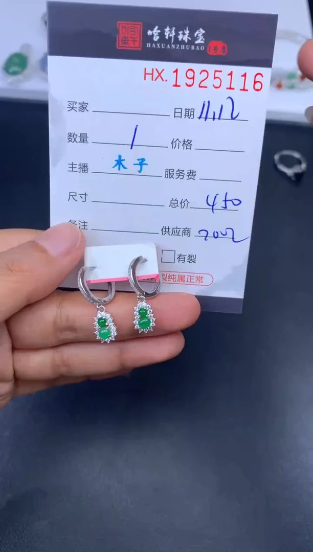 未镶嵌挂件翡翠哈轩 耳饰1对