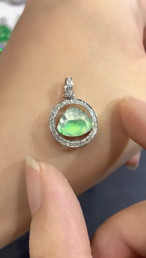 吊坠(不含链)18K金镶嵌翡翠44-吊坠