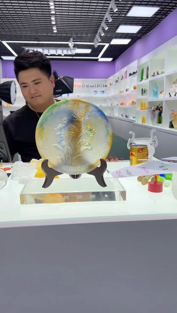 【闪购商品】泥塑古法琉璃果盘摆件