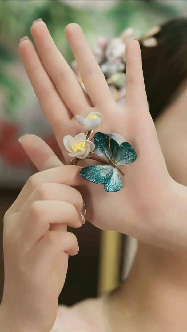 刺绣湘传礼纯手工发夹