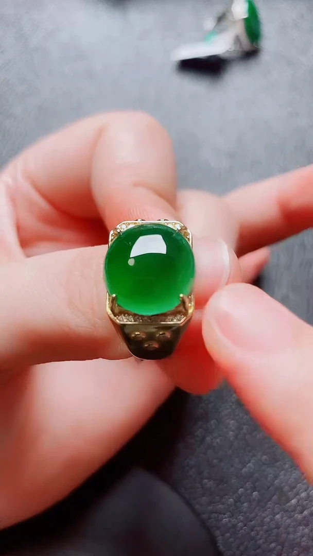 翡翠戒指银S925镶嵌翡翠
