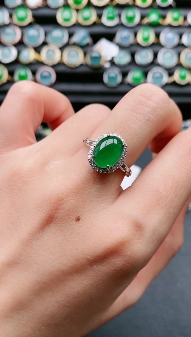 【闪购商品】翡翠戒指银S925镶嵌111111