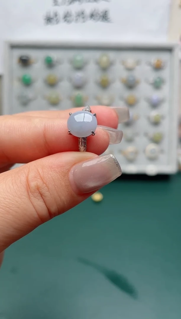 翡翠戒指银S925镶嵌.