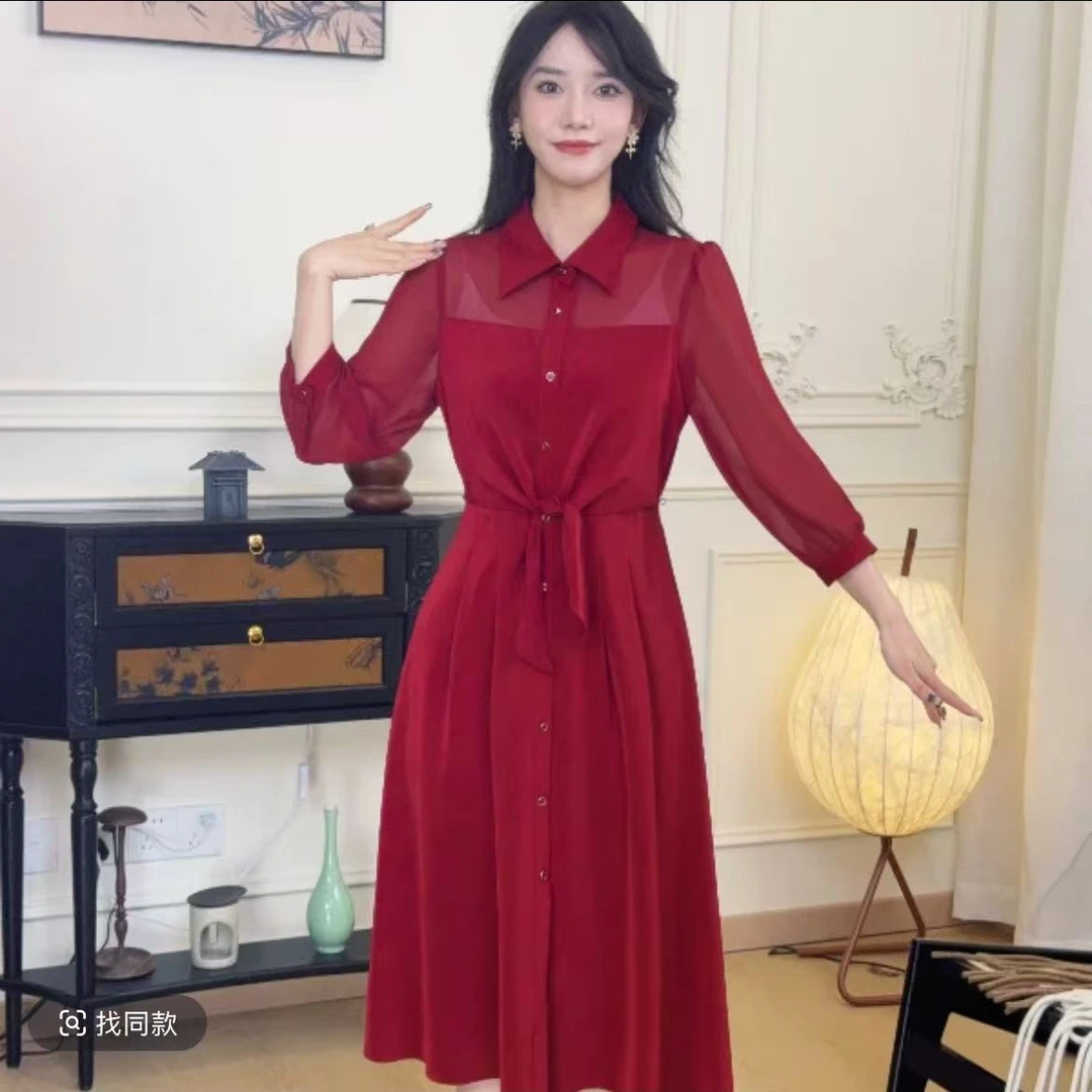 A17-A 心机女不显胸遮屁时尚休闲舒适极简风百搭显瘦连衣裙