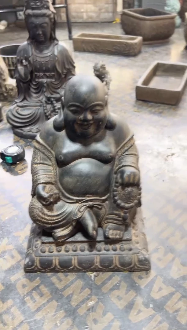 陶土大肚佛+莲花底座