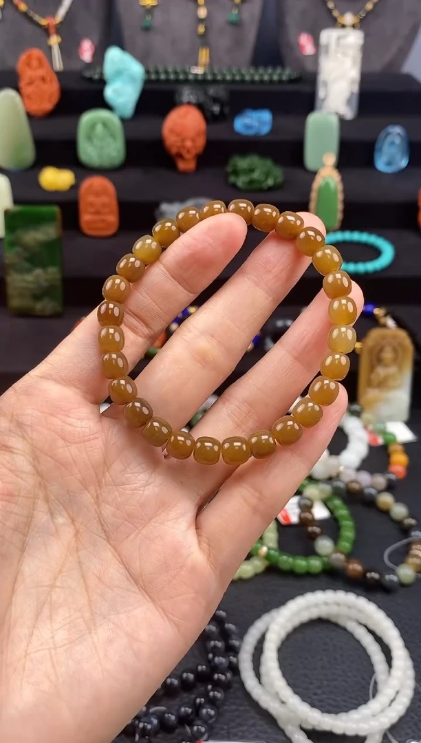 手串未镶嵌和田玉7.5mm糖老型手串