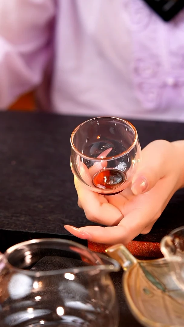 暗香疏影/圆融杯/手工彩璃窨底/琥珀