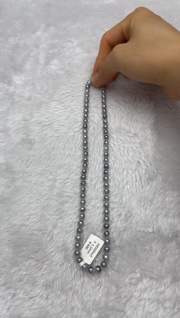 项链银S925镶嵌海水珍珠AK真多麻6-6.5mm