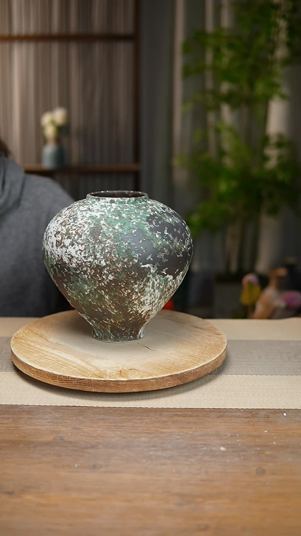 【闪购商品】陶瓷 花器涂鸦绿月亮罐