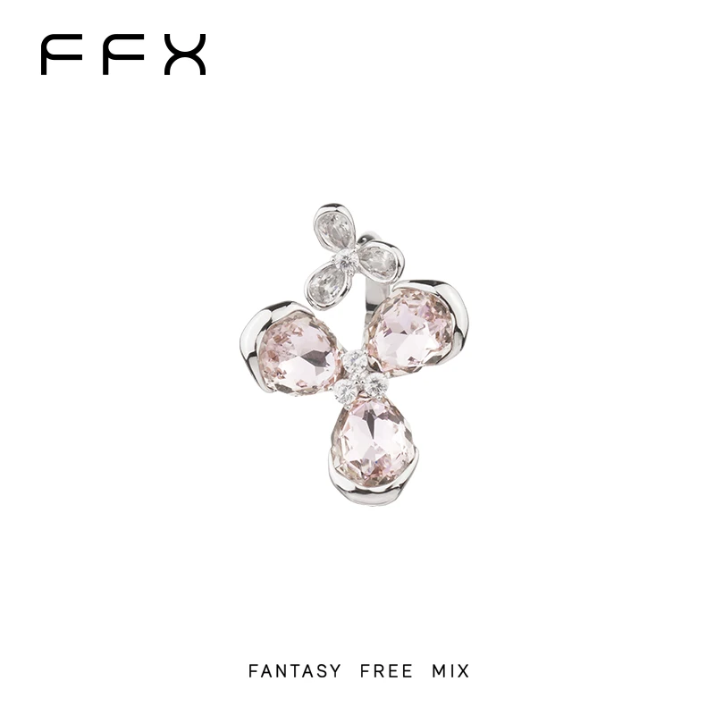 合金戒指 弗弗西FFX【小幸运】高级轻奢超闪三叶草幸运草开口戒指