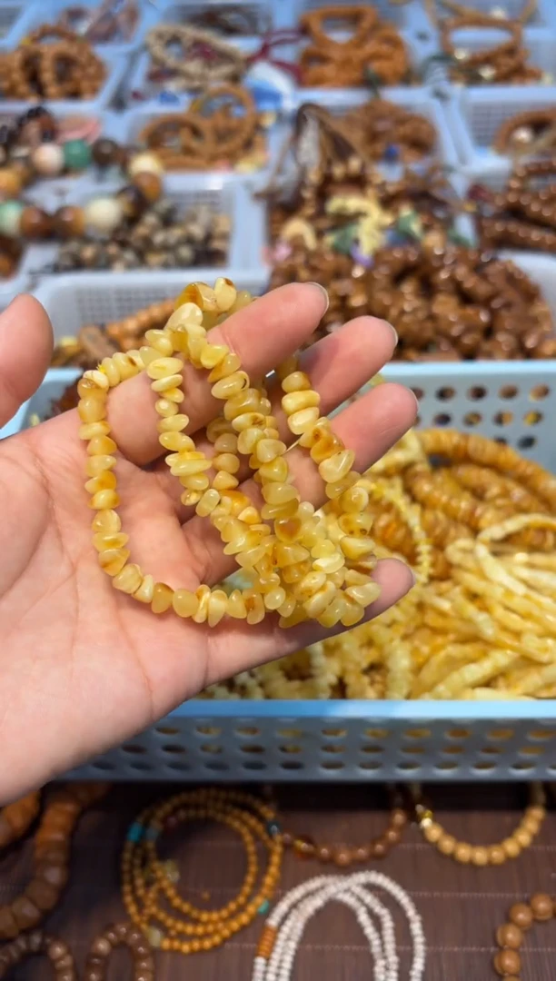 手串琥珀未镶嵌白花蜡随行单圈