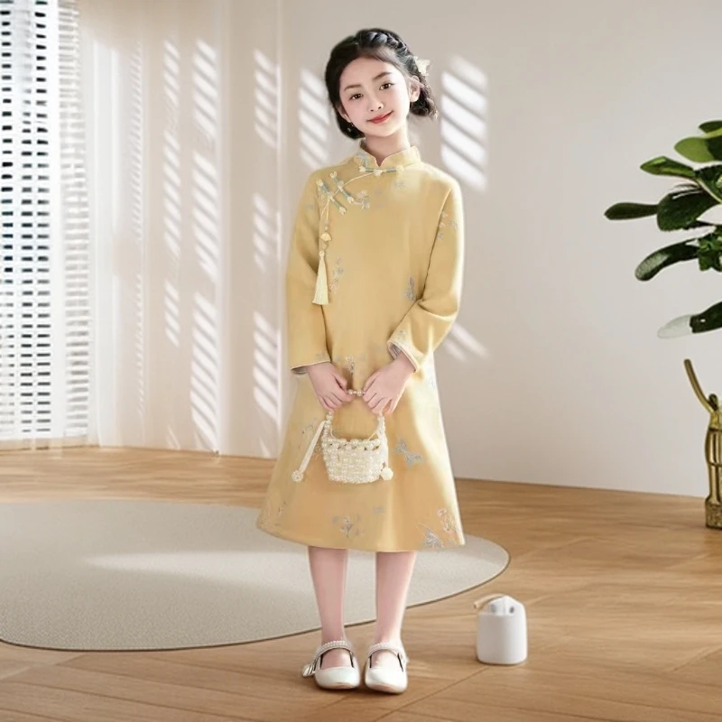 旗袍显瘦秋季日常复古女童改中式良中国风演出服亲子装时尚气质