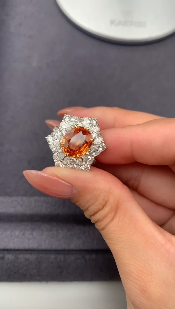 18K金镶嵌戒指石榴石3.1ct芬达 定制 FH
