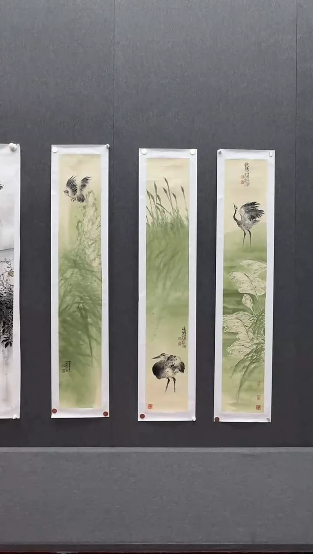纸本炳山艺术炳山艺术--胡秋声老师作品   三条屏