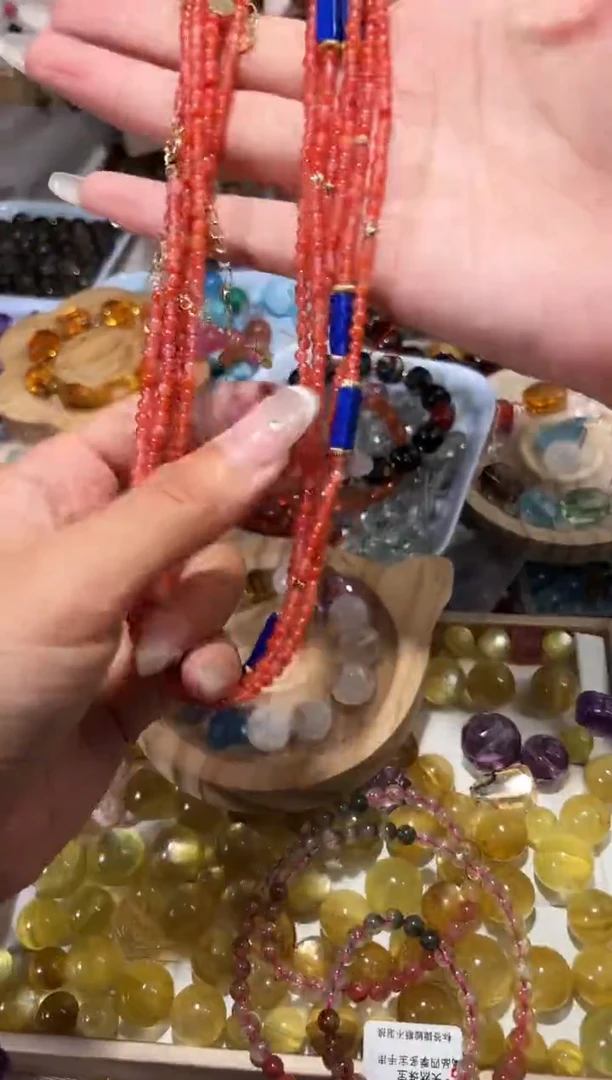 水晶手串未镶嵌S40红红青金DIY项链