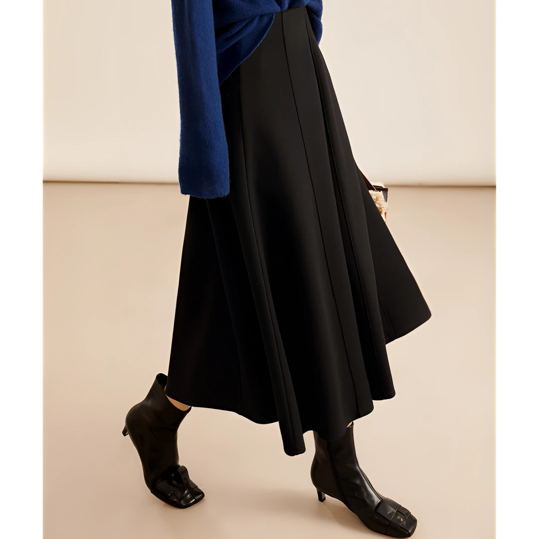 8片重工a字裙半身裙2025秋冬百搭高腰显瘦中长款伞裙