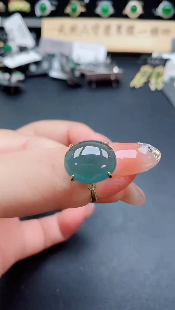 银S925镶嵌戒指翡翠1