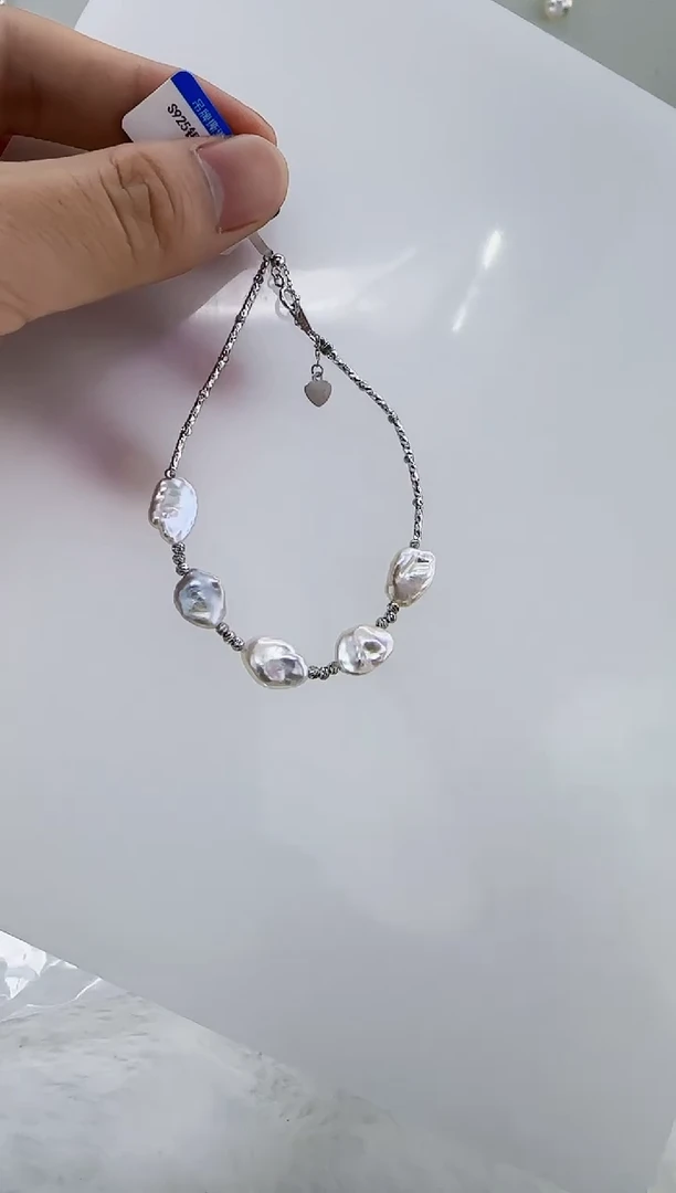 未镶嵌淡水珍珠DA淡水keshi手链 y217