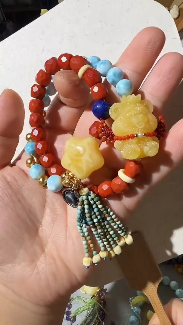 手链蜜蜡未镶嵌蜜蜡小熊手链
