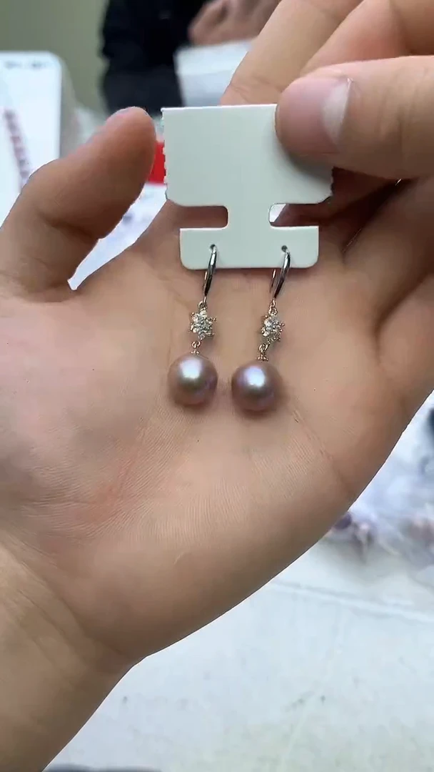 未镶嵌耳坠淡水珍珠紫色系耳坠