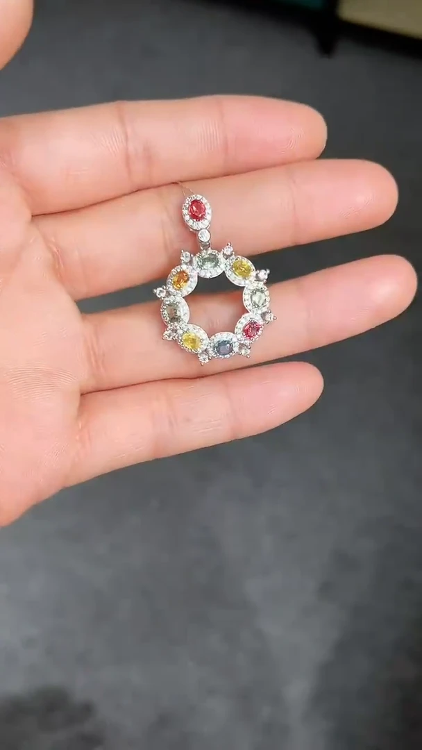 【闪购商品】蓝宝石项链银S925镶嵌吊坠