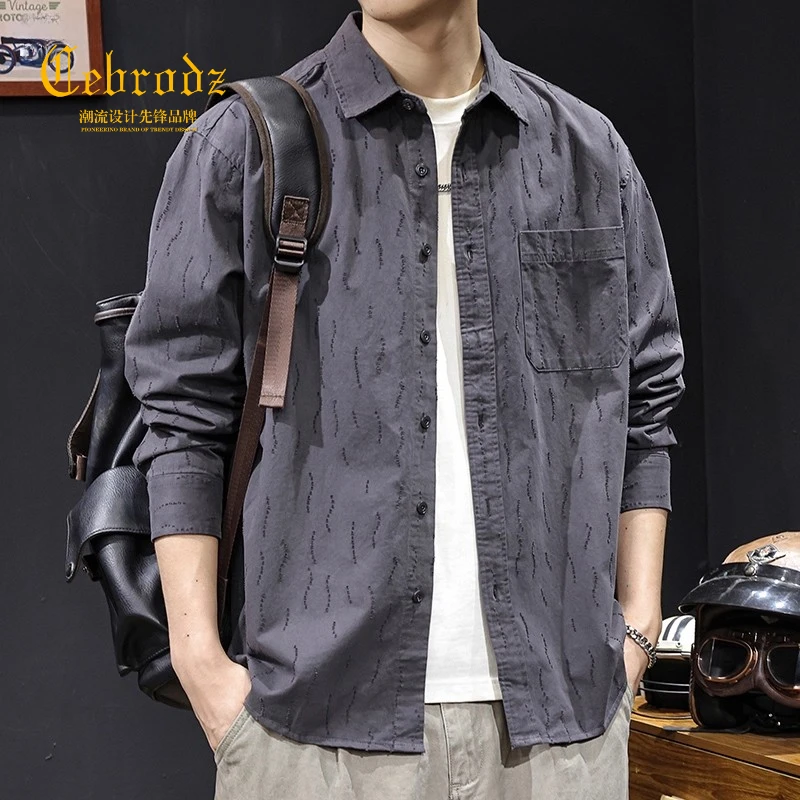 Cebrodz秋季2025新款衬衫男士长袖美式休闲高品质大码衣服外套