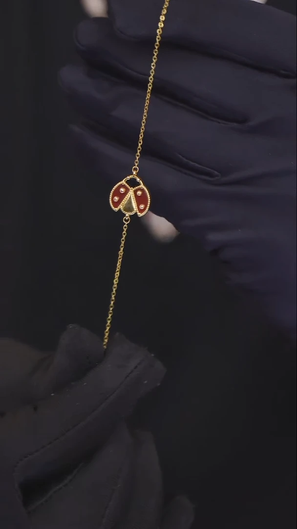 18K金镶嵌手链玛瑙/玉髓瓢虫