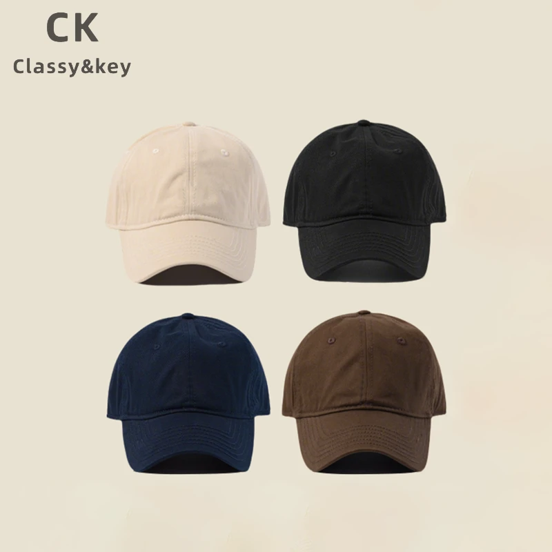 Classy key新加坡设计师联名款纯色磨毛棒球帽男女复古软顶鸭舌帽