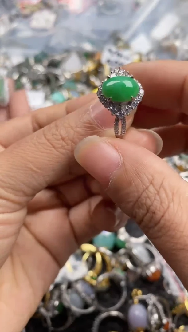 银S925镶嵌戒指翡翠11-1