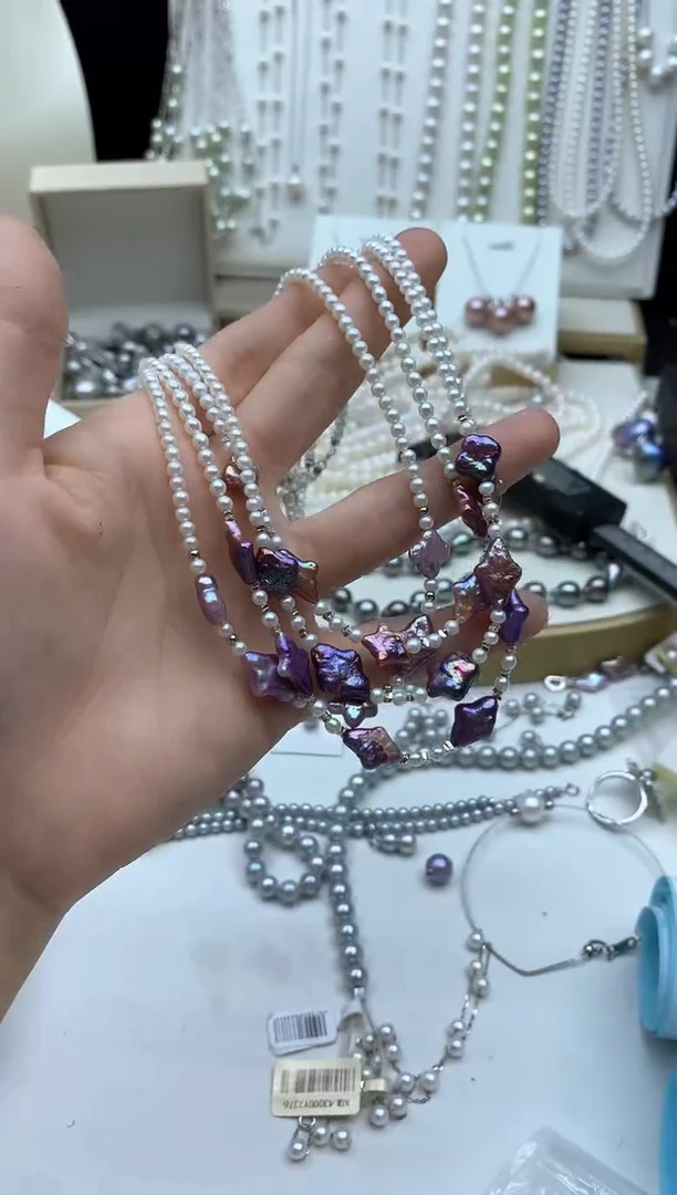 颈饰银S925镶嵌淡水珍珠多样性发其一