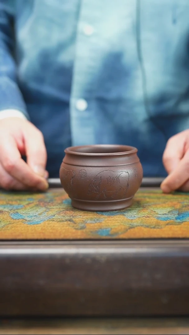 【闪购商品】紫砂茶杯2.21  紫泥 五牛 主人杯