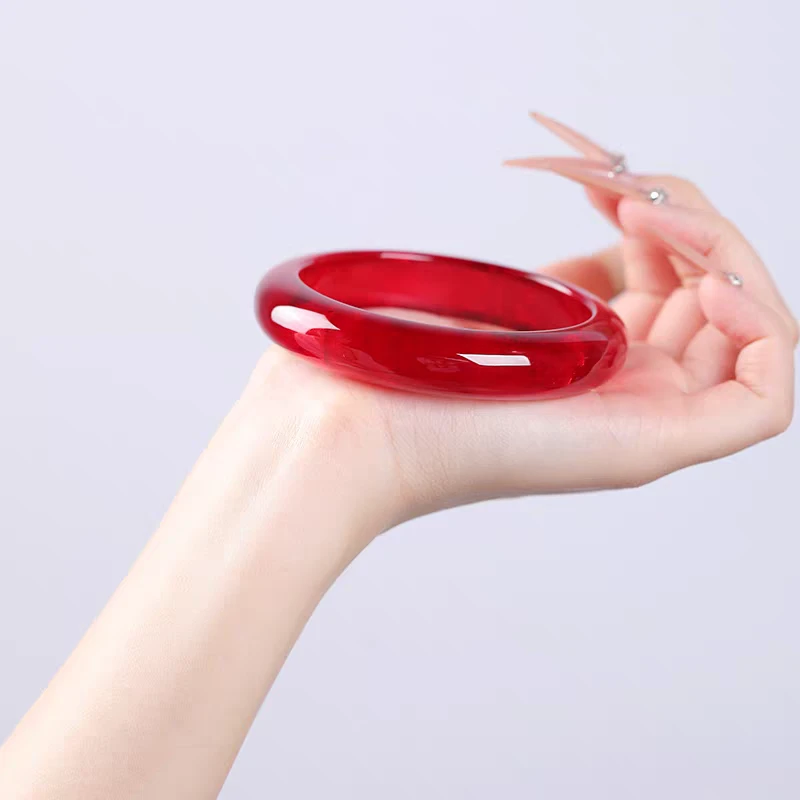 624号-深红碧色正圈手镯