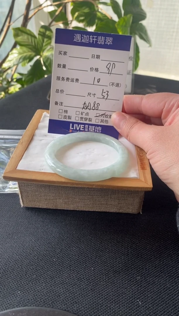 【闪购商品】翡翠手镯未镶嵌53圈口 AA88编码