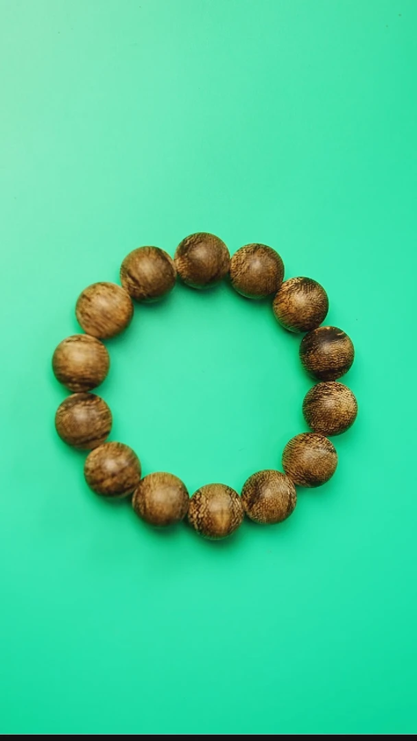 沉香手串文莱软丝蛇皮纹单圈16mm   03264