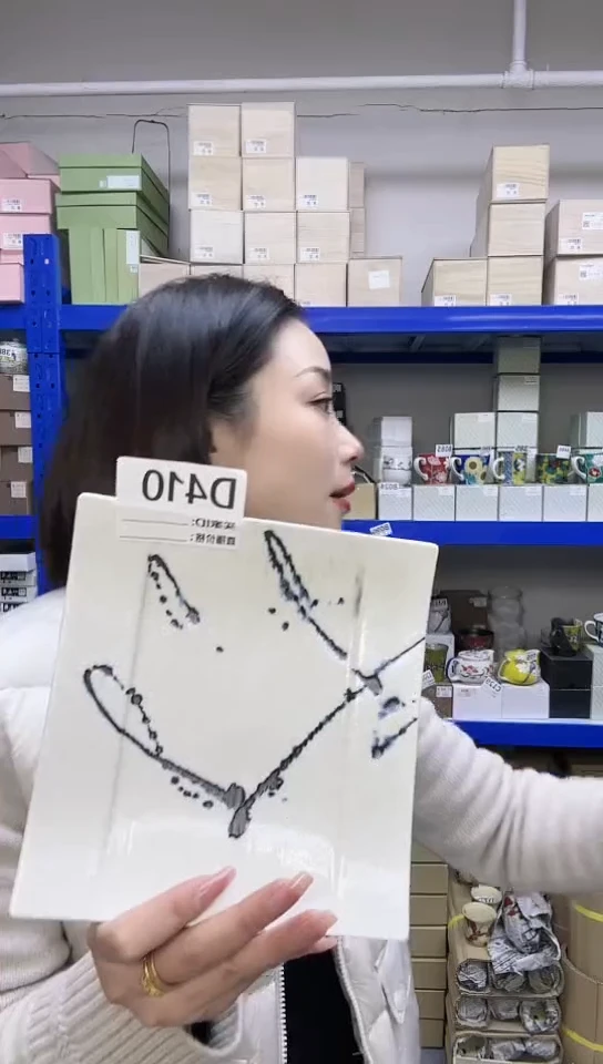 【闪购商品】瓷片日本进口瓷器翔武17cm方盘D410