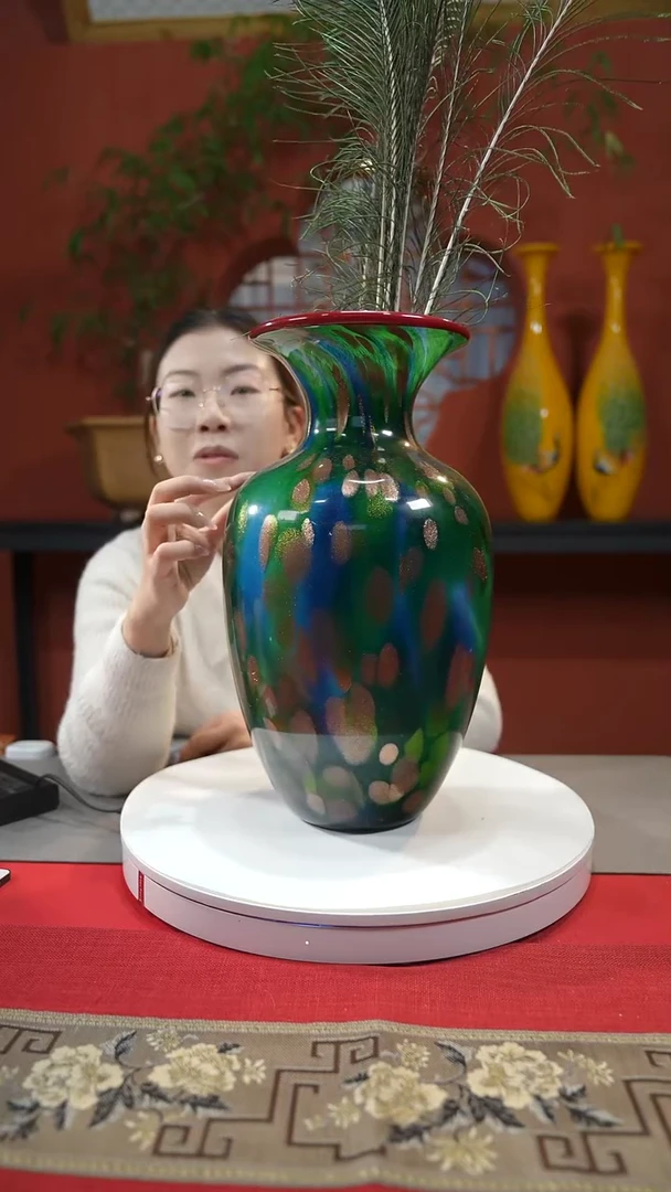 【闪购商品】琉璃手工艺品孔雀花瓶