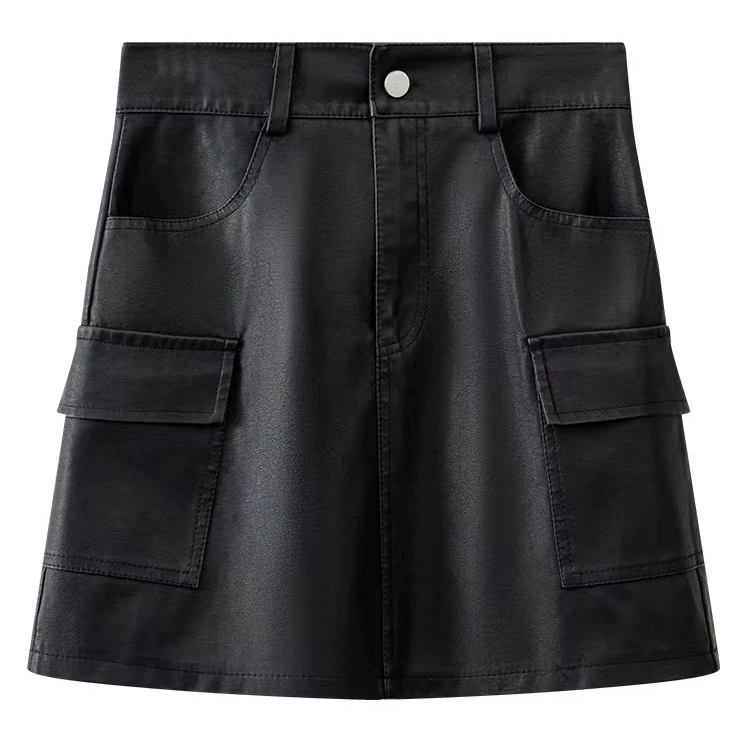 23 皮裙半身裙 秋冬新款复古高腰a字包臀裙显瘦时尚工装短裙潮
