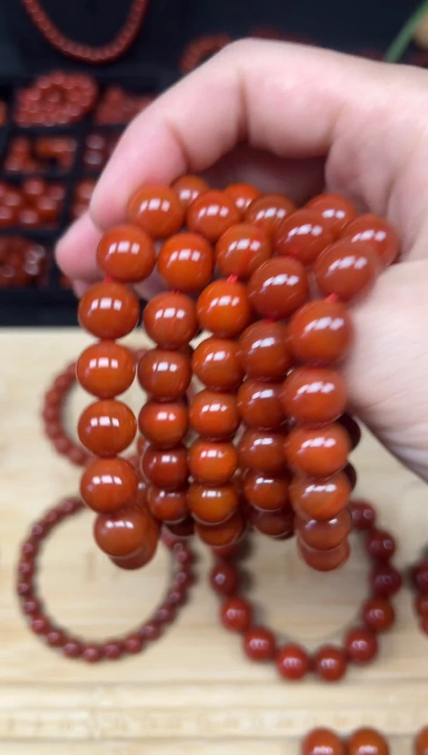 未镶嵌圆珠南红玛瑙圆珠12mm+单圈