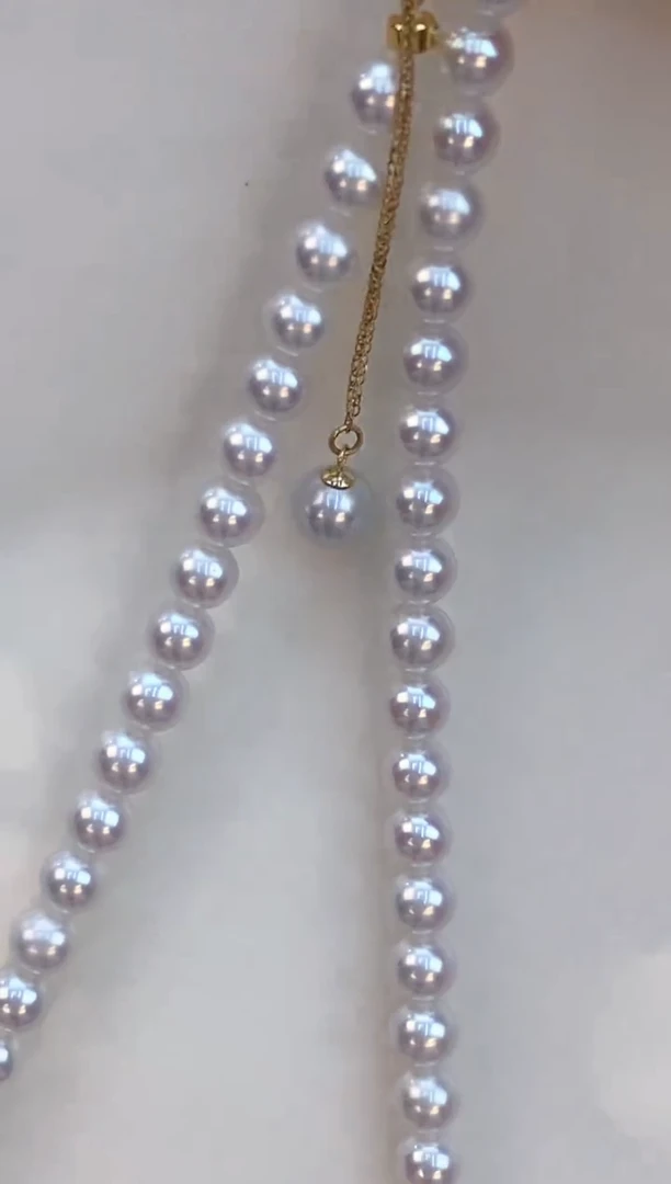 淡水珍珠18K金镶嵌项链5-6