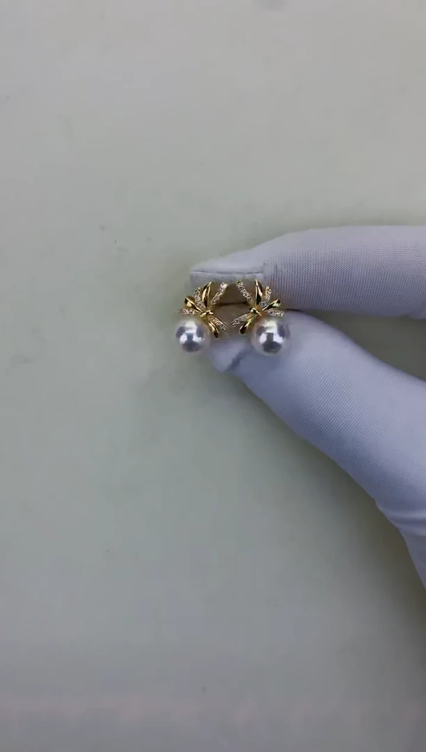 银S925镶嵌DA海水珍珠 GD206 耳钉 8