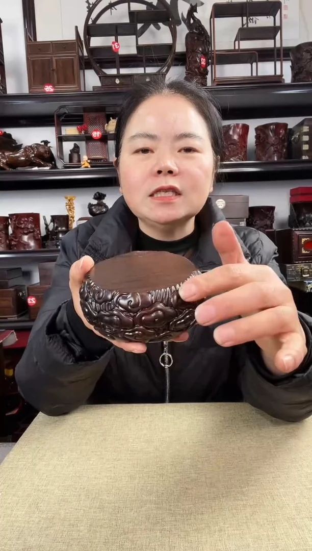 木小云纹圆老李红木工艺品