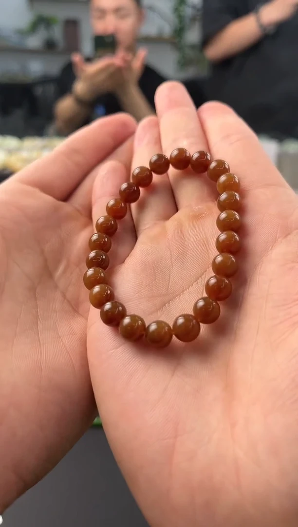 手串未镶嵌和田玉且末金山纯糖手串卡8微色差