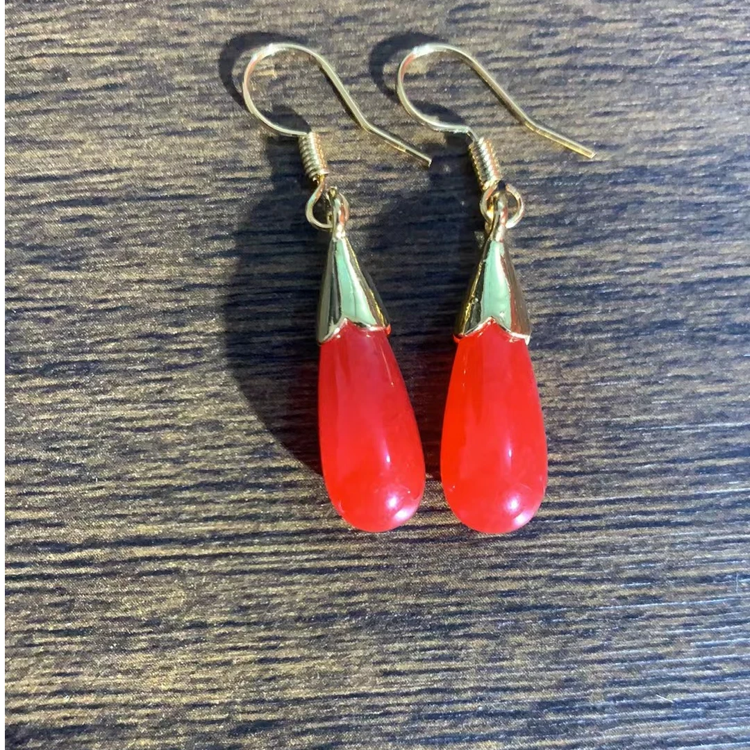 翡翠红翡水滴耳钉（多样发其一）B636