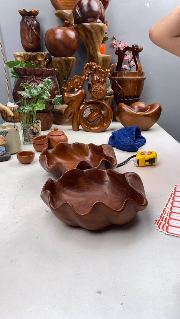 香樟木A18贝壳果盆/尺寸