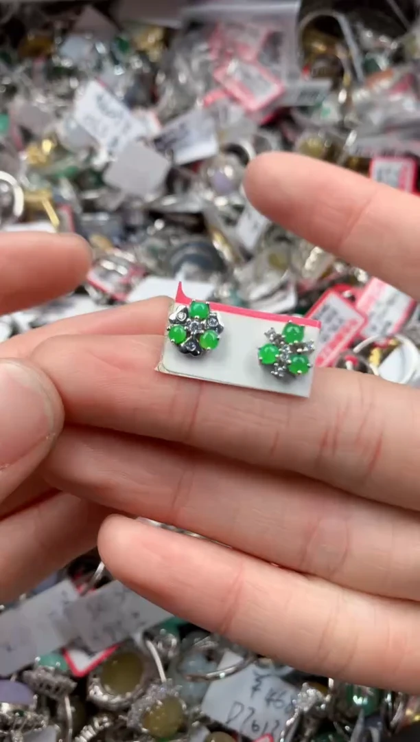 银S925镶嵌戒指翡翠666   1