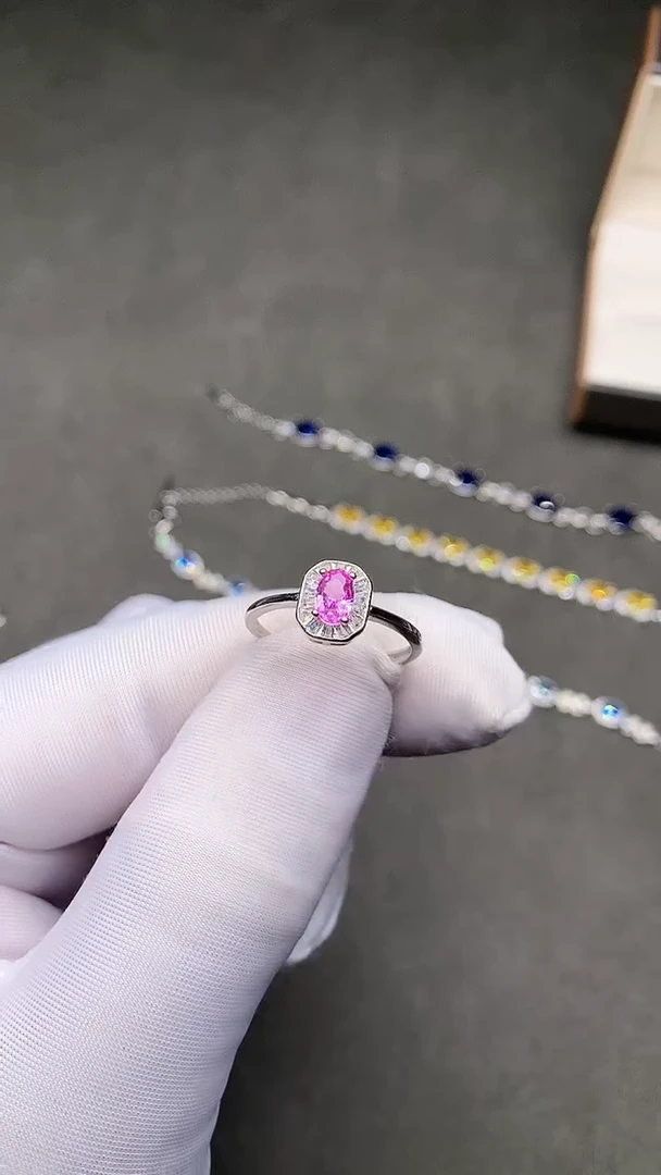 【闪购商品】彩色蓝宝石戒指银S925镶嵌.......