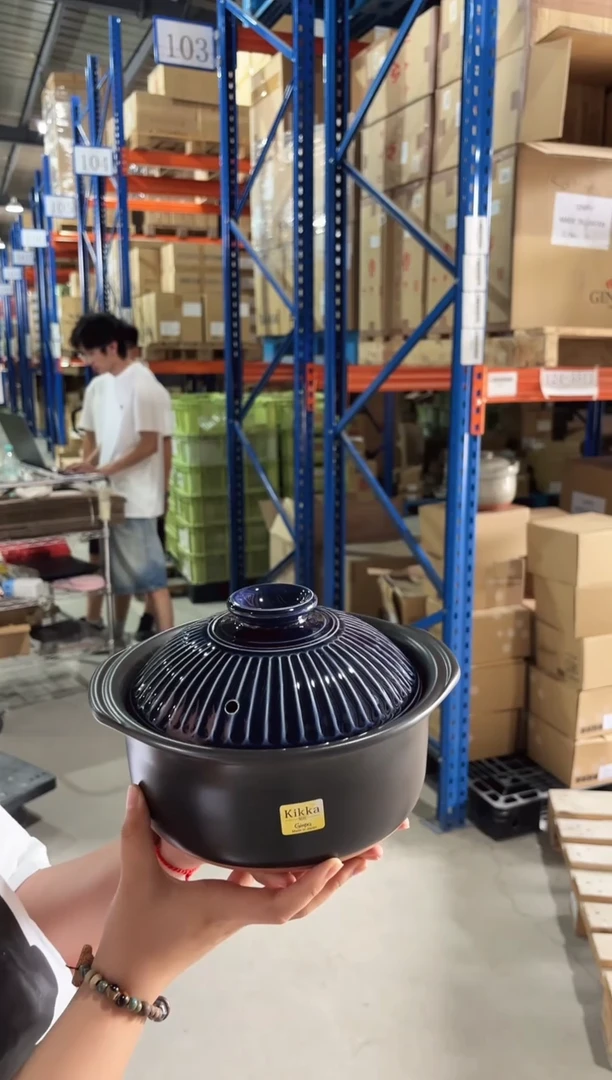 瓷(B)菊花ごはん土鍋3合炊き(瑠璃)