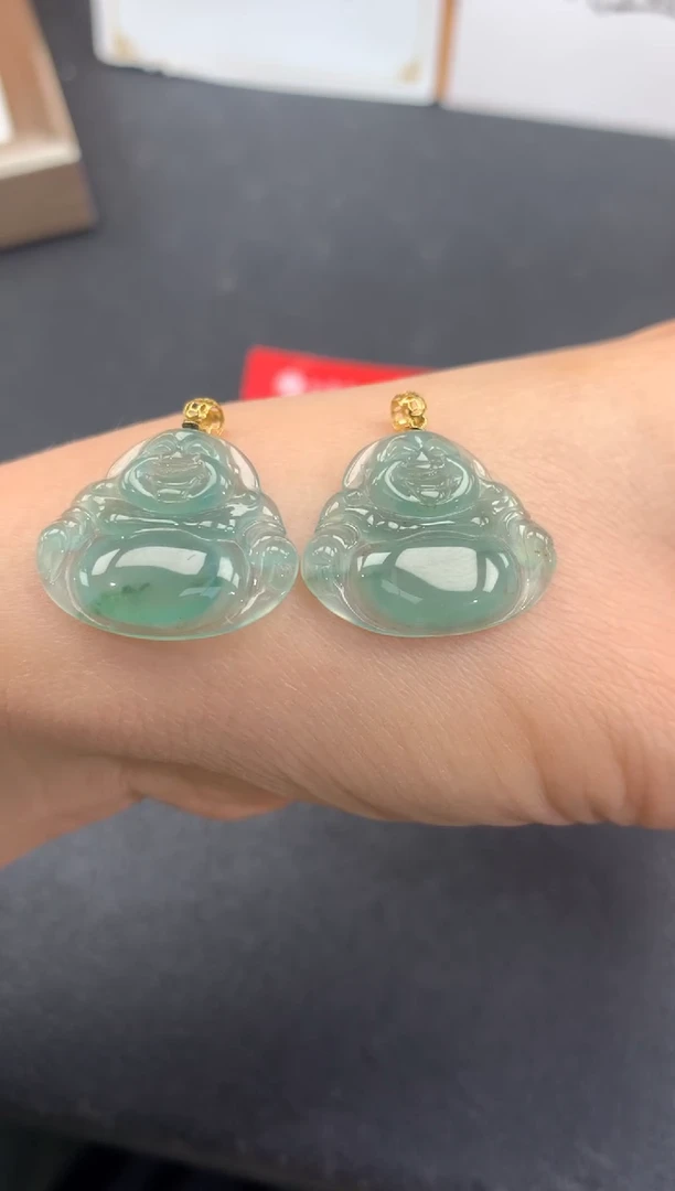 颈饰18K金镶嵌翡翠FA147 翡翠佛公 多样性发其一赠皮绳