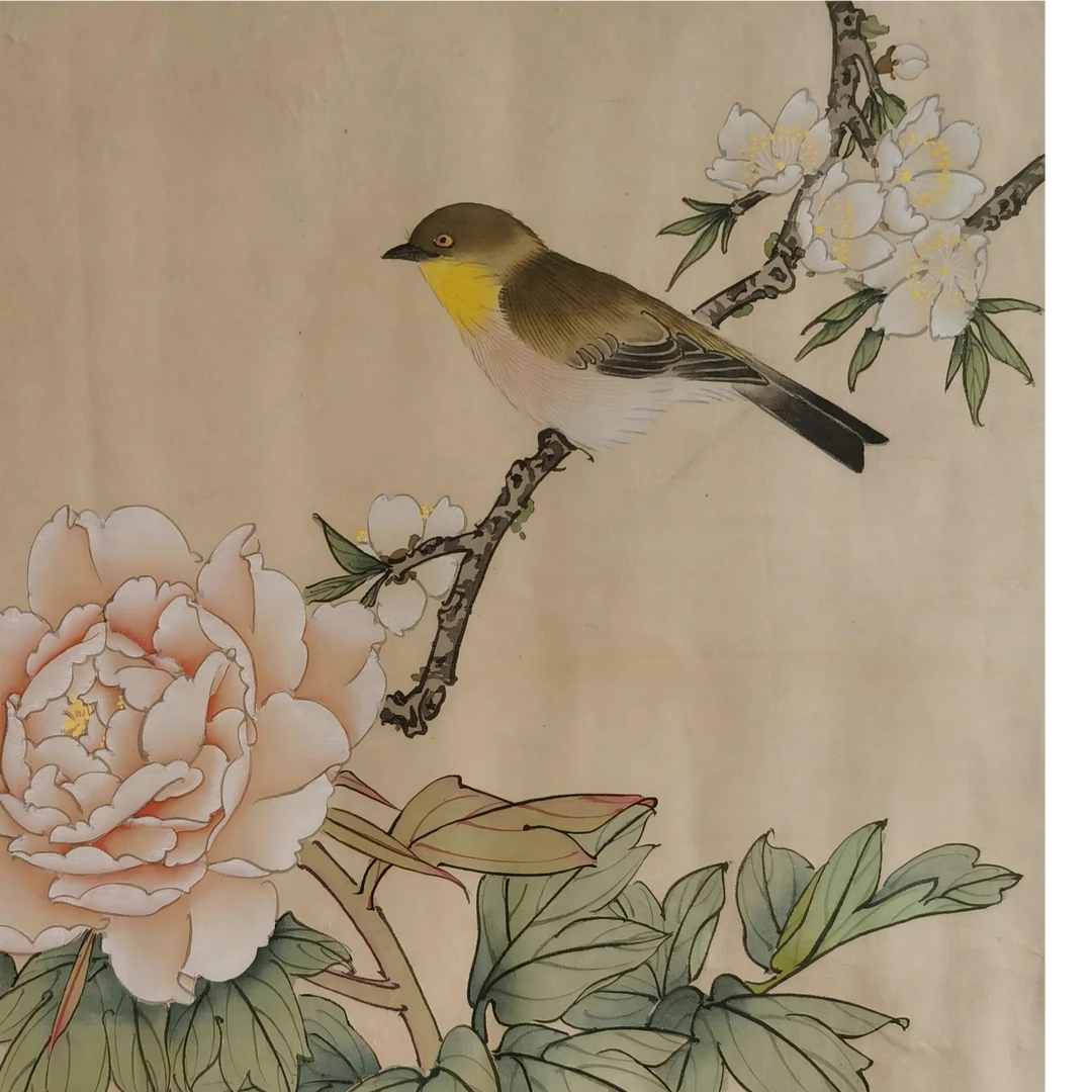 【辽拍】V250709-2-237《花鸟》（0.8平尺) 绢本镜片  ykw