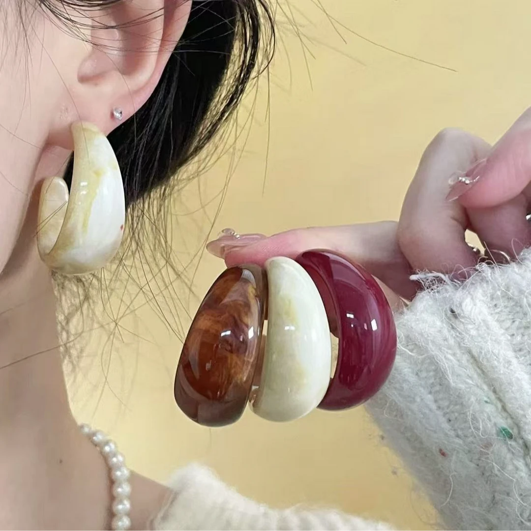 钛钢亚克力耳饰 耳环轻奢时尚百搭复古简约小众耳环优雅素款